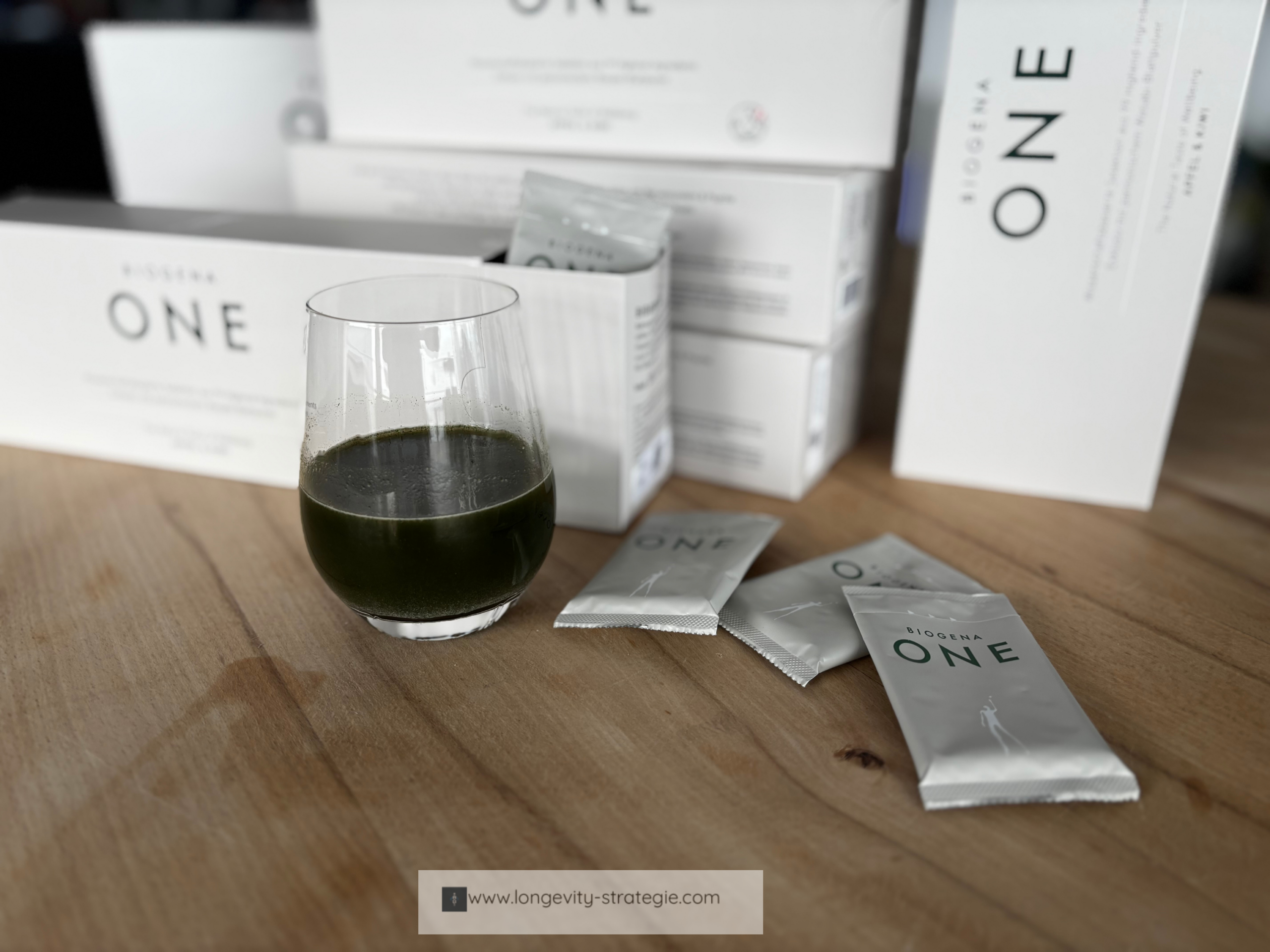 Biogena ONE fertig gemischt im Glas – Konsistenz und Farbe nach dem Auflösen