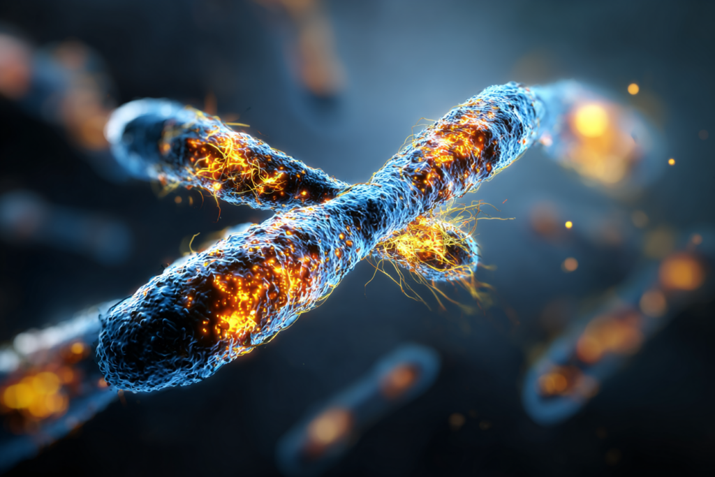 Leuchtende Chromosomen mit Schutz-Telomeren