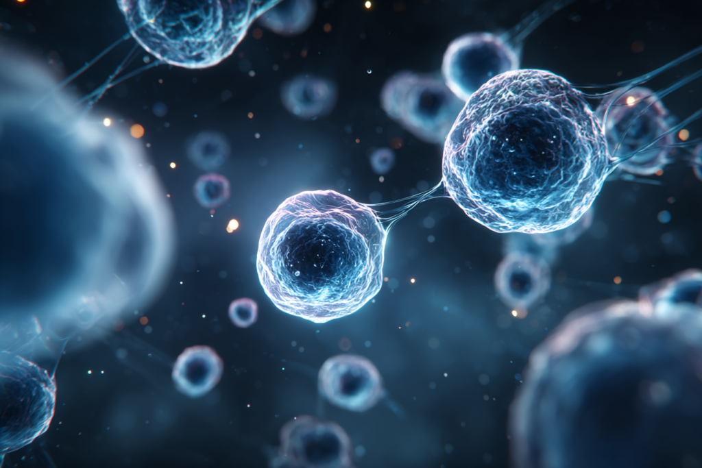 Leuchtende Stammzellen in dunkler Umgebung