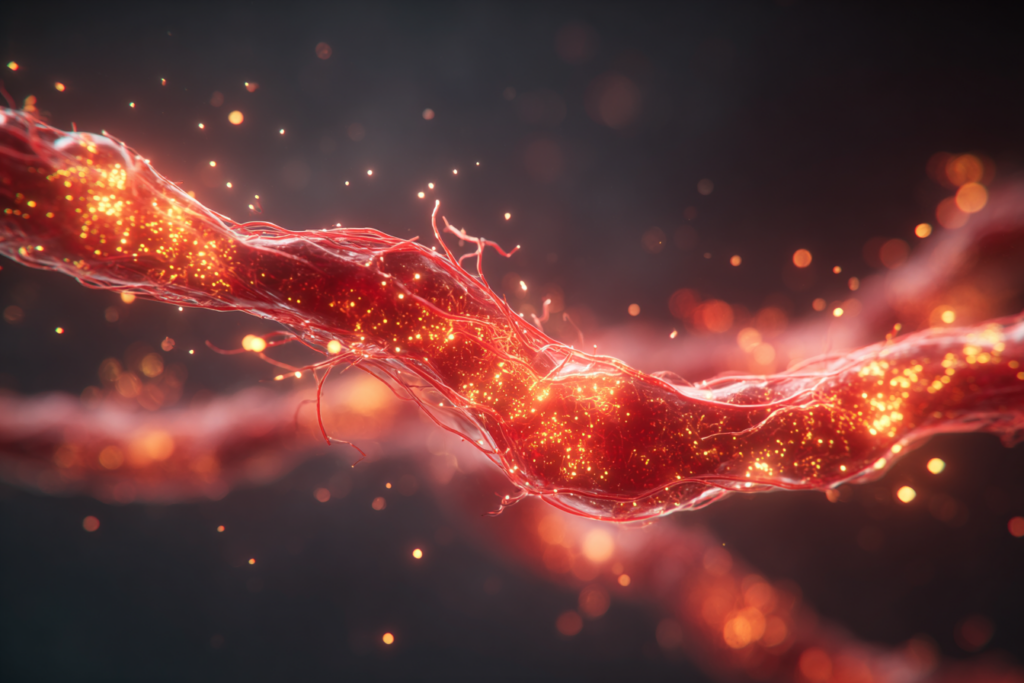 Mikroskopische Blutgefäße in Rot