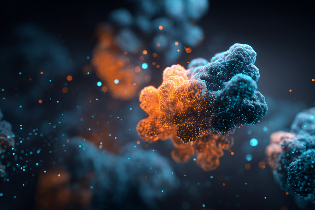 Leuchtende Proteinstrukturen in Zelle